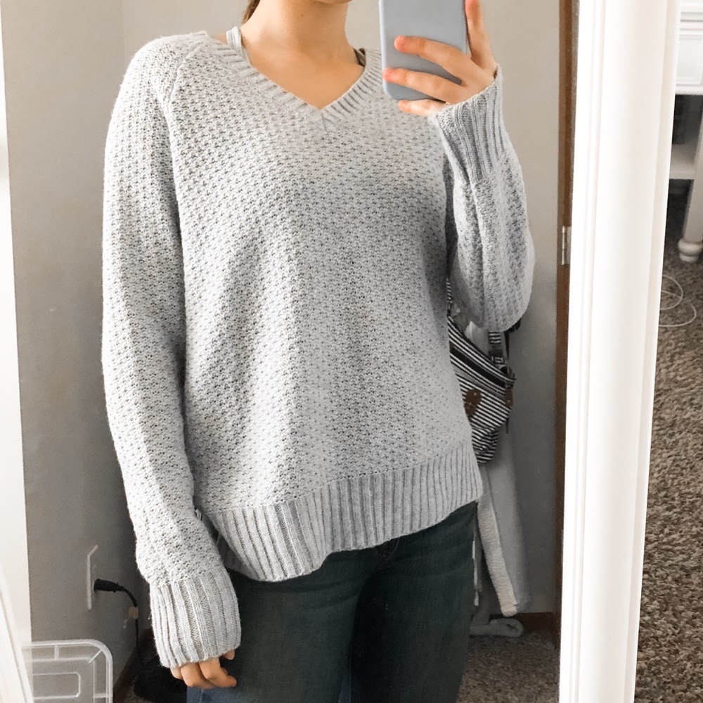 gray knit sweater